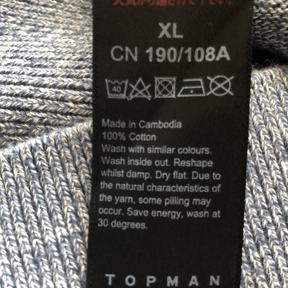 NWT TOPMAN LIGHT BLUE-GRAY XL MENS PULLOVER SWEATER - Picture 7 of 8